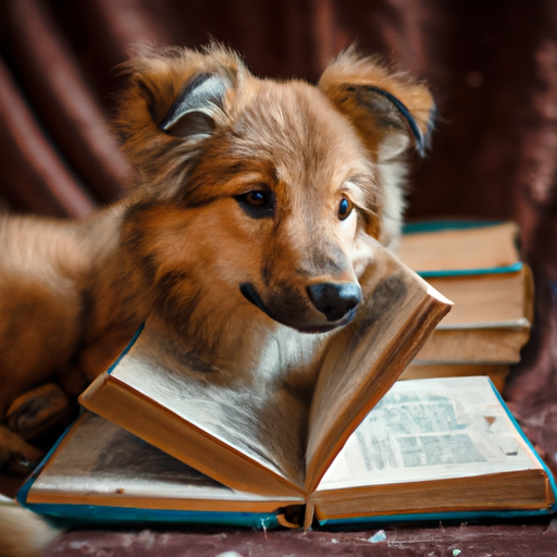 Dog read book